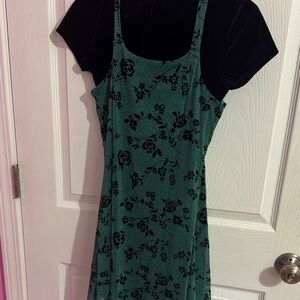 Floral Green and Black Women's Dress